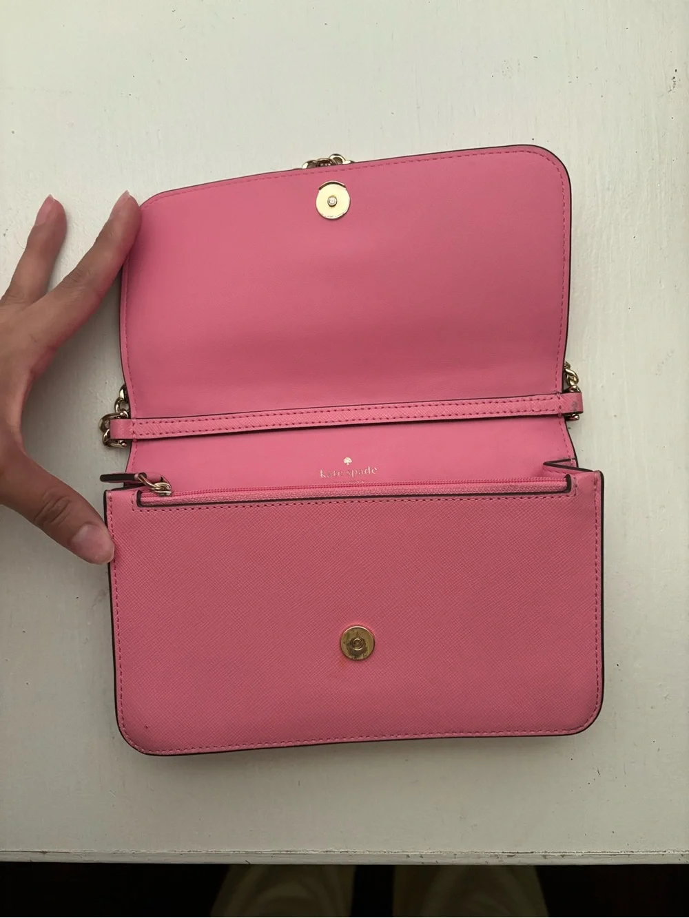 kate spade Pink Saffiano Leather Chain Shoulder Bag